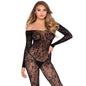 LEG AVENUE - 89366 LACE-LINGERIE-BODYSTOCKING, BLACK - ONE SIZE