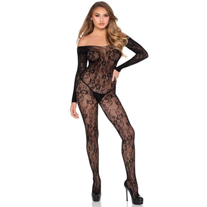 LEG AVENUE - 89366 LACE-LINGERIE-BODYSTOCKING, BLACK - ONE SIZE