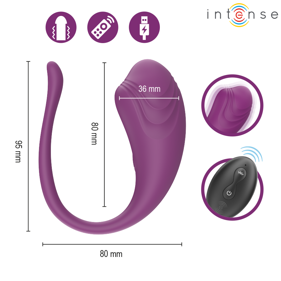 INTENSE - OLIVIA PURPLE VIBRATIONS EGG WITH REMOTE CONTROL