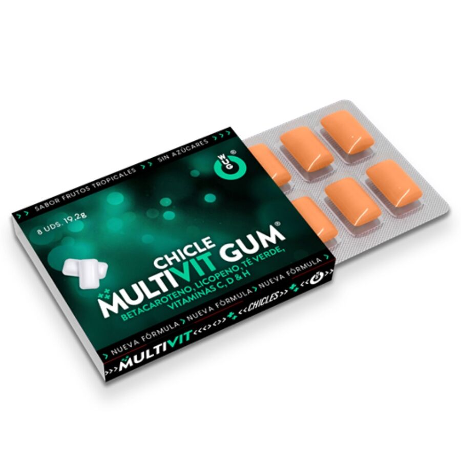 WUG GUM - MULTIVIT WITH VITAMINS C, H, D, BETA-CAROTENE, LYCOPENE, AND GREEN TEA, 1 X 8 UNITS