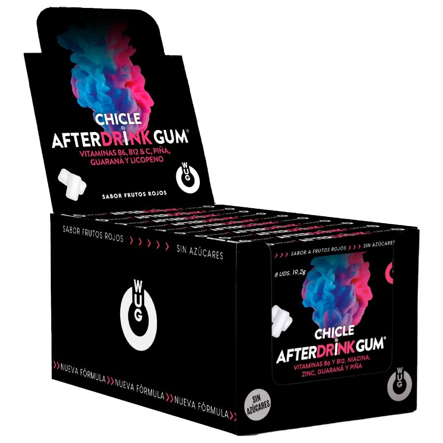 WUG GUM - AFTER DRINK HANGOVER AFTER ALCOHOL CONSUMPTION | DISPLAY 12 X 8 UNITS