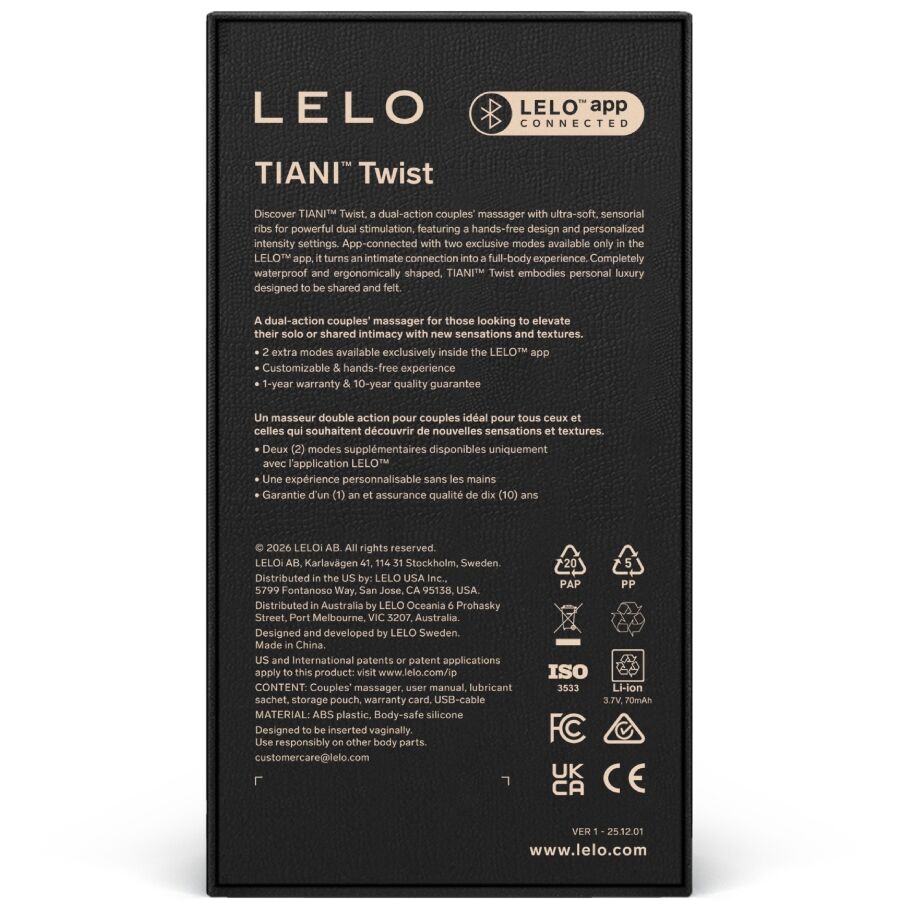 LELO - TIANI TWIST COUPLE'S VIBRATOR PALE PINK