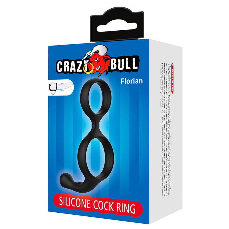 CRAZY BULL - FLORIANISCHER DOPPEL-HORN- UND HODENRING SCHWARZ