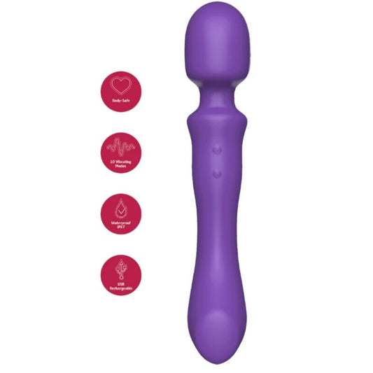SHE.E.O - DUAL-SIDED VIBRATING MASSAGE WAND PURPLE