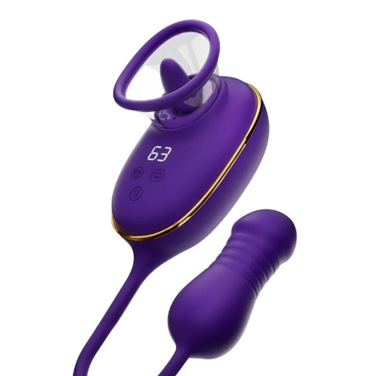 SHE.E.O - CLITORAL SUCTION DEVICE WITH LICKING EFFECT AND PURPLE ANAL STIMULATOR