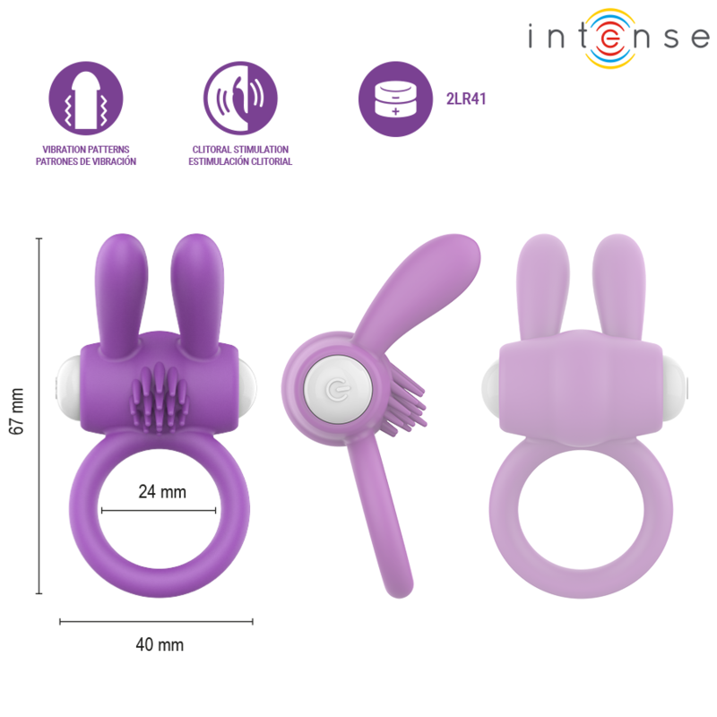 INTENSE - HOPPS VIBRIERENDER PENISRING MIT KLITORISSTIMULATION, LILA