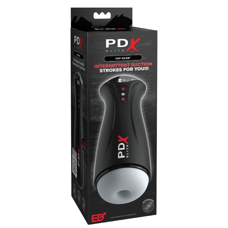 PDX ELITE - FAP-GASM TRANSPARENTER MÄNNLICHER MASTURBATOR MIT INTERMITTIERENDER SAUGUNG