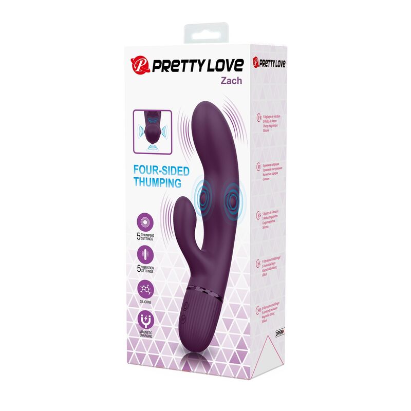 PRETTY LOVE - ZACH WIEDERAUFLADBARER HASE-VIBRATOR MIT STOSSFUNKTIONEN UND 5+5 FUNKTIONEN