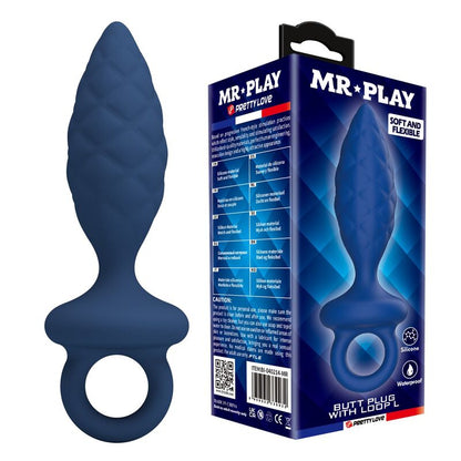 MR PLAY - STRUKTURIERTER ANALPLUG MIT RING BLAU L