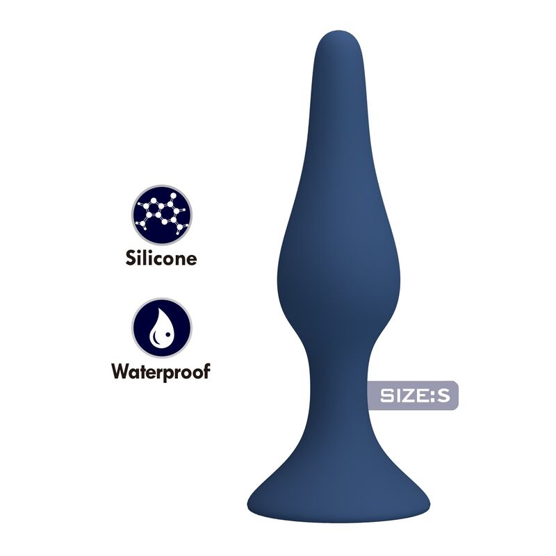 MR PLAY - BLAUER SILIKON-ANALPLUG SCHLANK GRÖSSE S