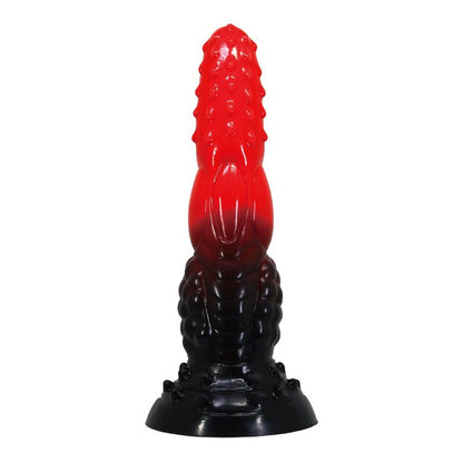 POWER MONSTERS – FEUERDRACHEN-FANTASIE-DILDO MIT SAUGNAPF 24,5 CM Ø 5,8 CM ROT &amp; SCHWARZ