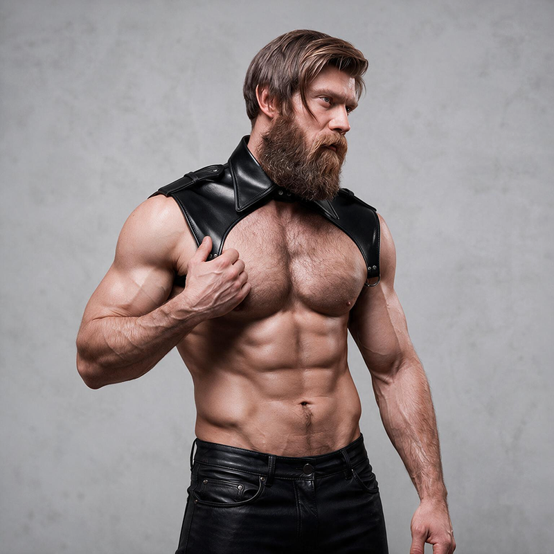 FETISH SUBMISSIVE ATTITUDE - HERRENBRIGADE VERSTELLBARER HALSHARNESS AUS ÖKOLEDER