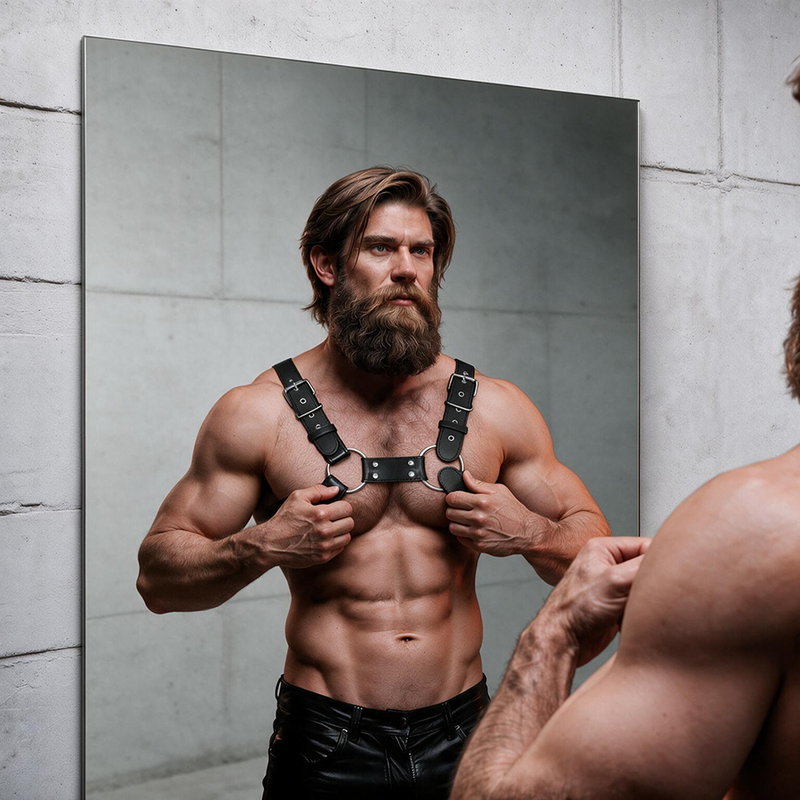 FETISH SUBMISSIVE ATTITUDE - VERSTELLBARER BRUST-BULLDOG-HARNESS AUS ÖKOLEDER FÜR HERREN