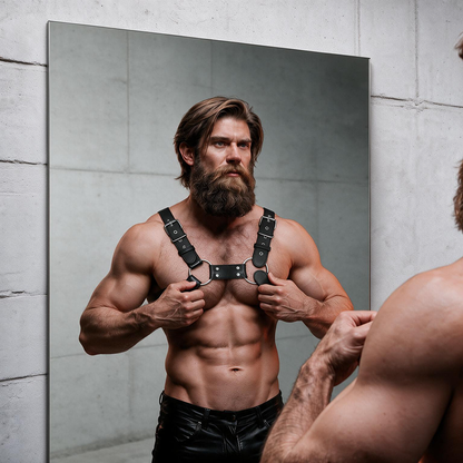 FETISH SUBMISSIVE ATTITUDE - VERSTELLBARER BRUST-BULLDOG-HARNESS AUS ÖKOLEDER FÜR HERREN