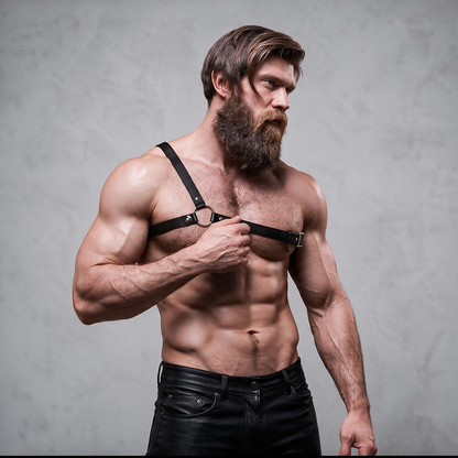 FETISH SUBMISSIVE ATTITUDE - HERREN HARNESS MIT GEKREUZTEN SCHULTERN AUS ÖKO-LEDER