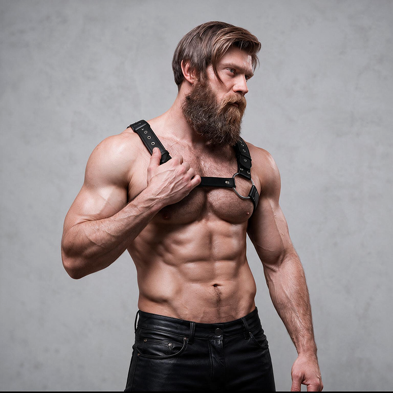 FETISH SUBMISSIVE ATTITUDE - BRUSTHARNESS AUS ÖKOLEDER FÜR HERREN MIT NIETEN
