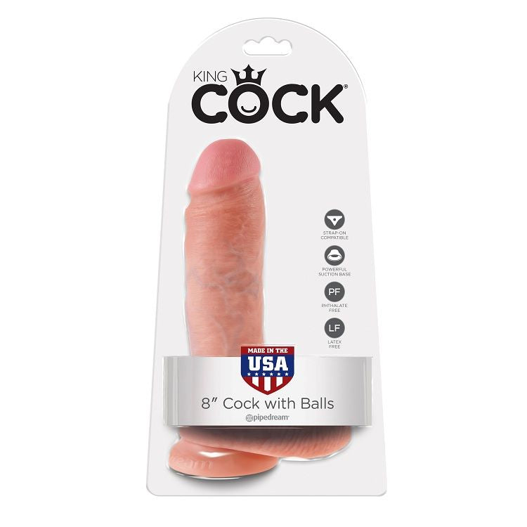 KING COCK - 8 DILDO FLESH WITH EGGS 20.3 CM