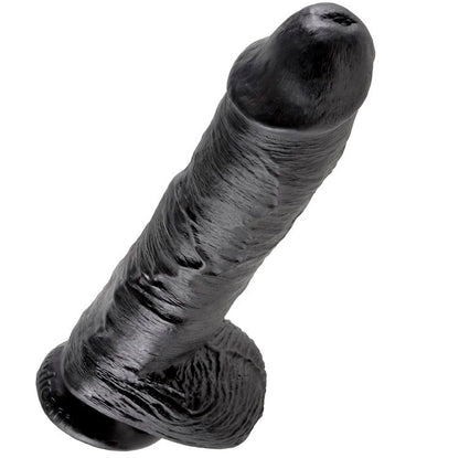 KING COCK - DILDO SCHWARZ MIT EIER 25.4 CM