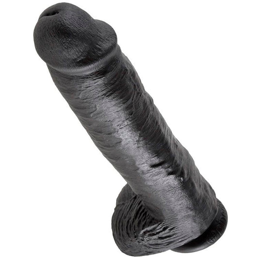 KING COCK - DILDO SCHWARZ MIT EIER 28 CM