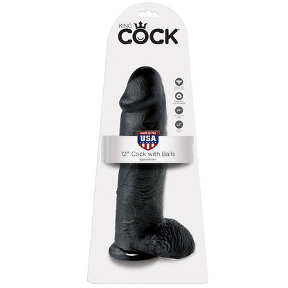 KING COCK - DILDO BLACK WITH TESTICLES 12 INCH
