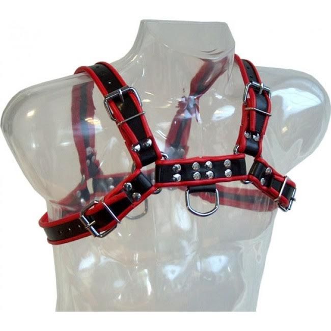 LEATHER BODY - CHAIN HARNESS III BLACK/RED