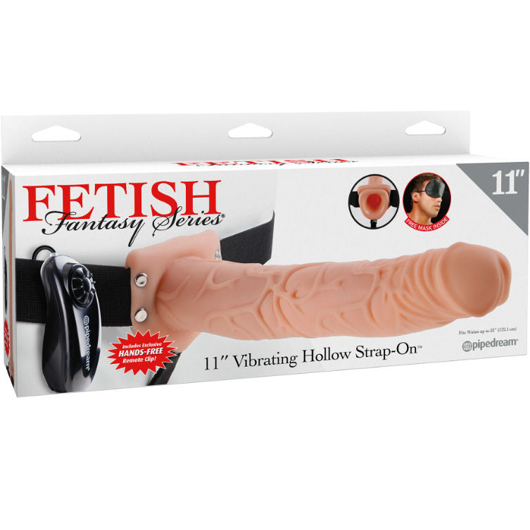FETISH FANTASY SERIES - 11 HOLLOW STRAP-ON VIBRATING WITH BALLS 27.9CM FLESH
