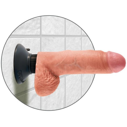 KING COCK - VIBRIERENDER DILDO MIT HODEN 20.3 CM NATUR