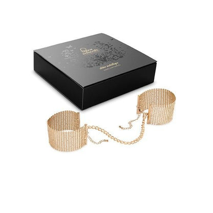 BIJOUX - METALLIC DESIRE GOLD METAL MESH HANDCUFFS