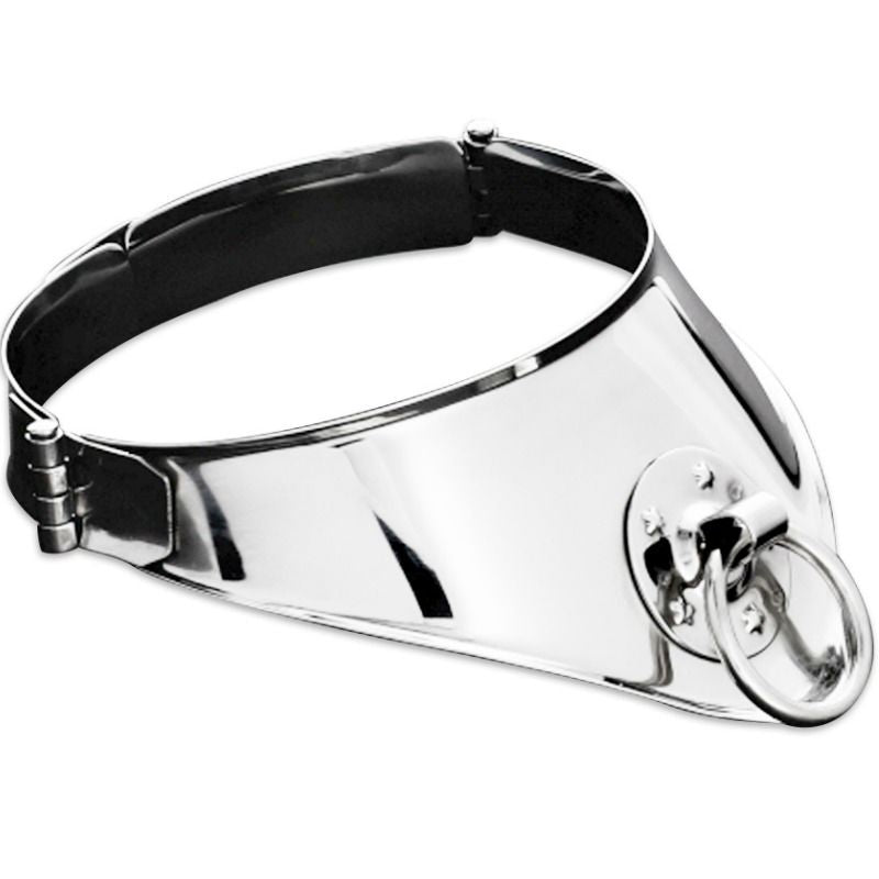 METAL HARD - RESTRAINING COLLAR WITH RING AND PADLOCK 12.5 CM