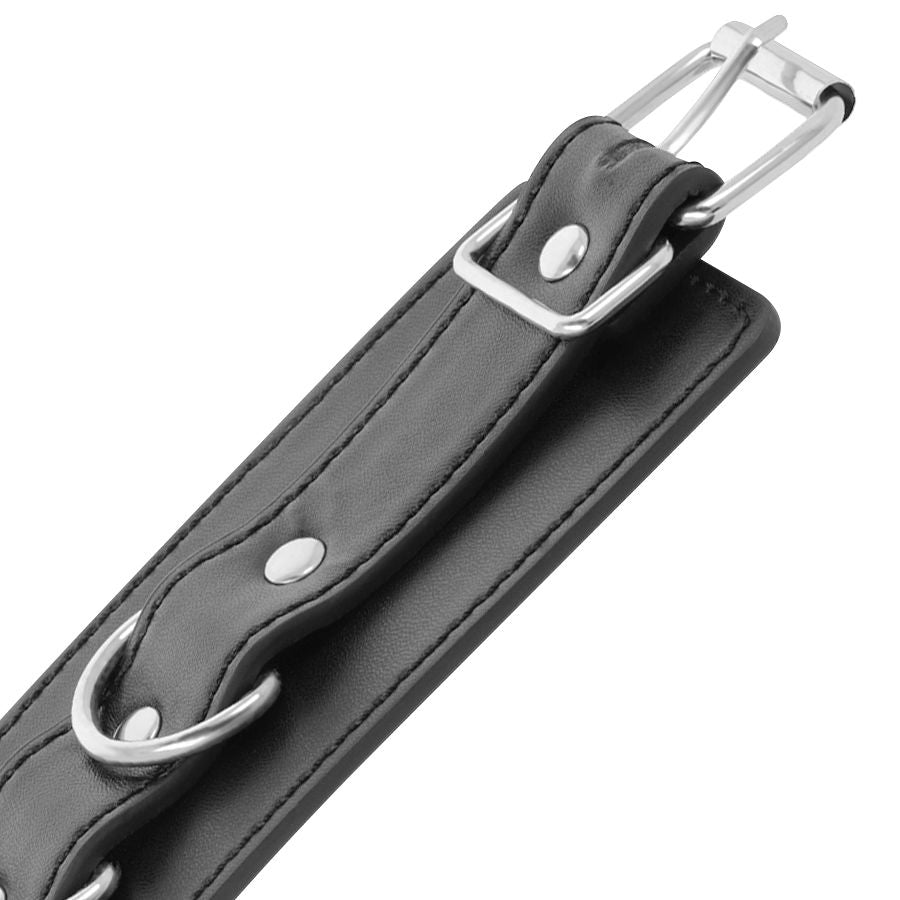 DARKNESS - BLACK ADJUSTABLE LEATHER ANKLE-HANDCUFFS