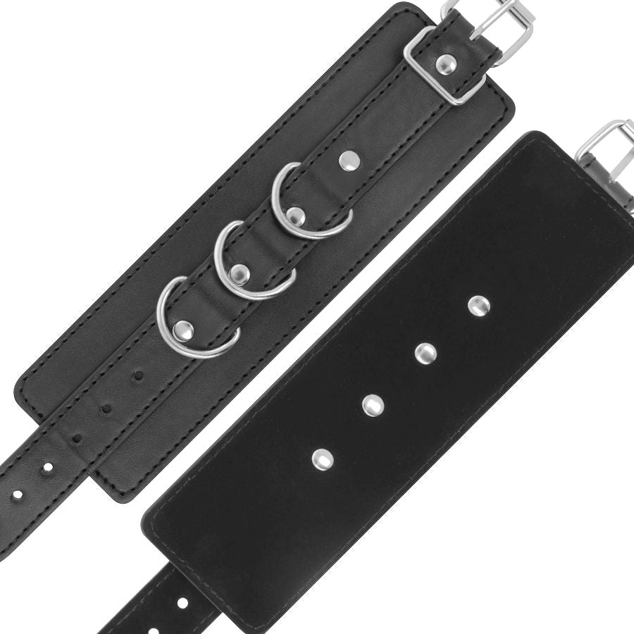 DARKNESS - BLACK ADJUSTABLE LEATHER ANKLE-HANDCUFFS