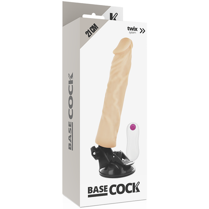 BASECOCK - REALISTIC REMOTE CONTROL VIBRATOR NATURAL WHITE 21 CM -O- 4 CM