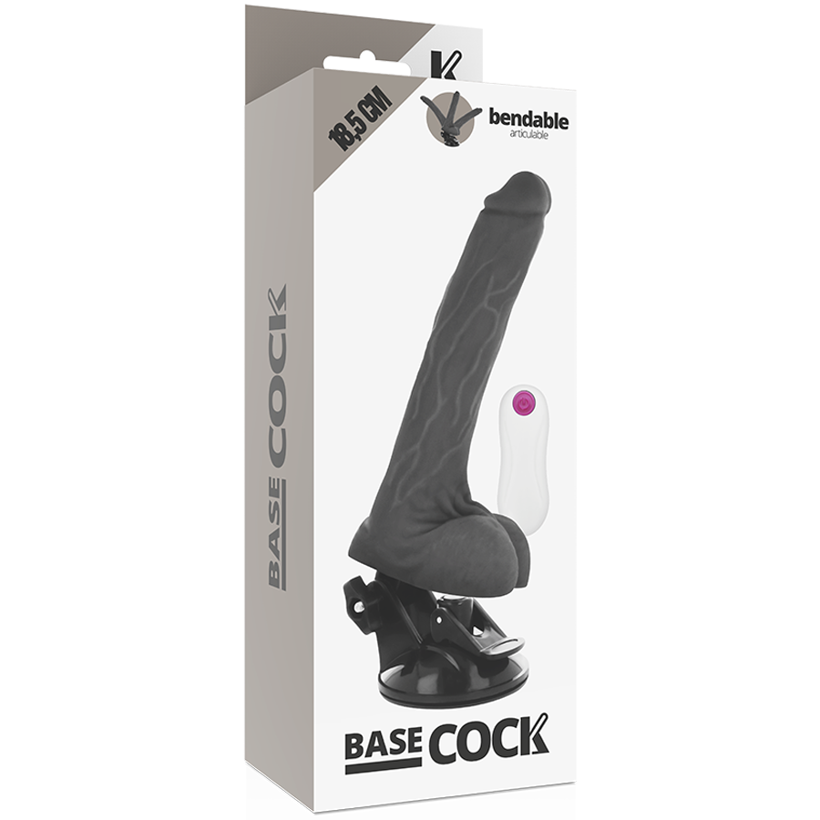 BASECOCK - ARTICULATED VIBRATOR WITH REMOTE CONTROL BLACK 18.5 CM -O- 4 CM