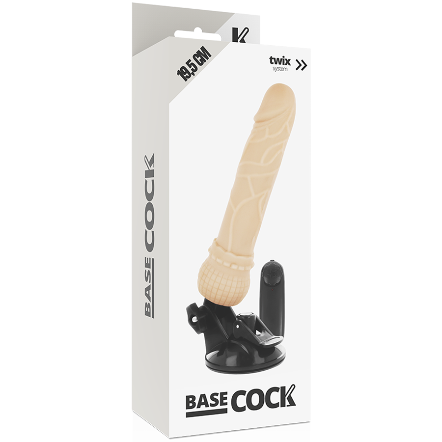 BASECOCK - REALISTIC VIBRATOR WITH REMOTE CONTROL NATURAL 19.5 CM -O- 4 CM