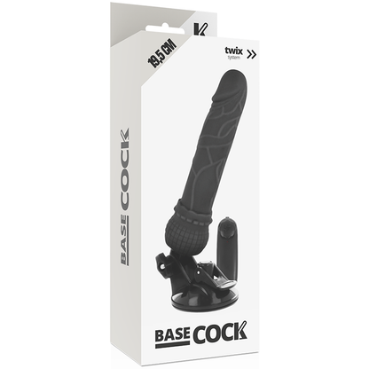 BASECOCK - REALISTIC VIBRATOR WITH REMOTE CONTROL BLACK 19.5 CM -O- 4 CM