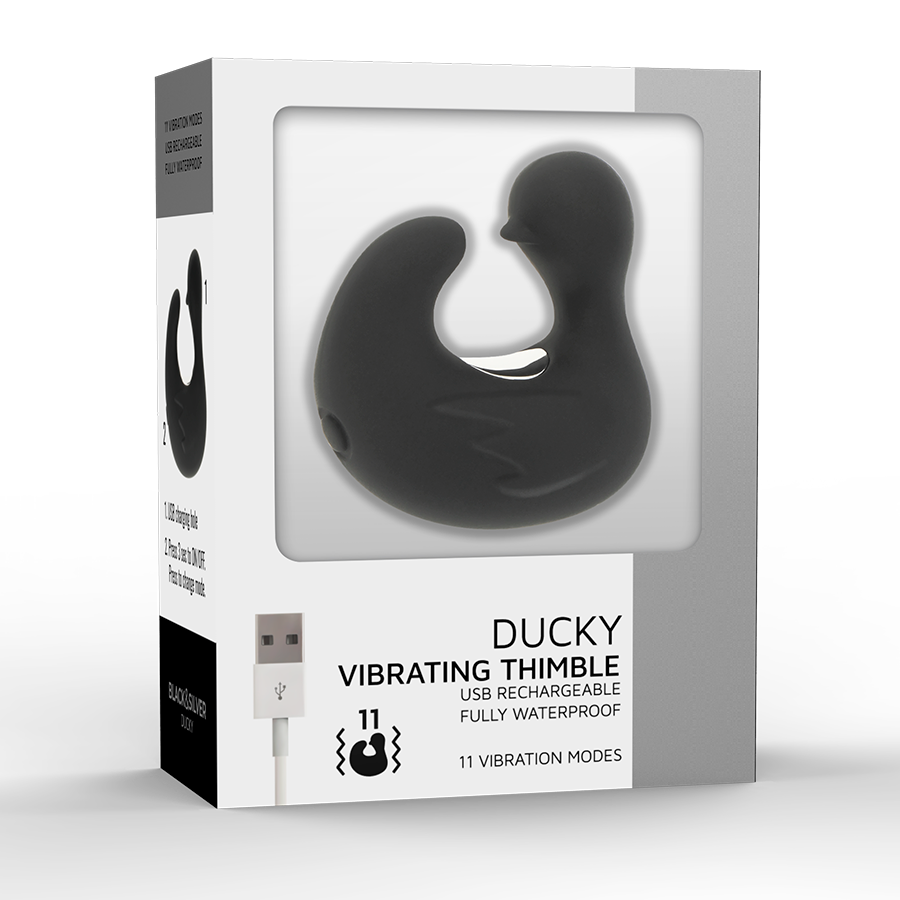 BLACK&SILVER - DUCKYMANIA RECHARGEABLE SILICONE STIMULATING DUCK CUDDLER