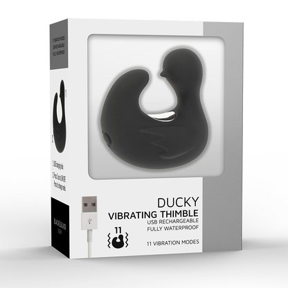 BLACK&SILVER - DUCKYMANIA RECHARGEABLE SILICONE STIMULATING DUCK CUDDLER