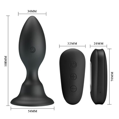 MR PLAY - ANAL PLUG WITH VIBRATION, BLACK REMOTE CONTROL