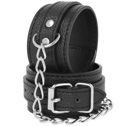 DARKNESS - HANDCUFFS MADE OF BLACK TEXTURED LEATHER
