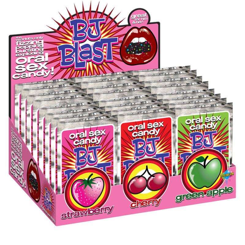 PIPEDREAM - BJ BLAST STRAWBERRY / CHERRY AND GREEN APPLE - DISPLAY - 36 PCS
