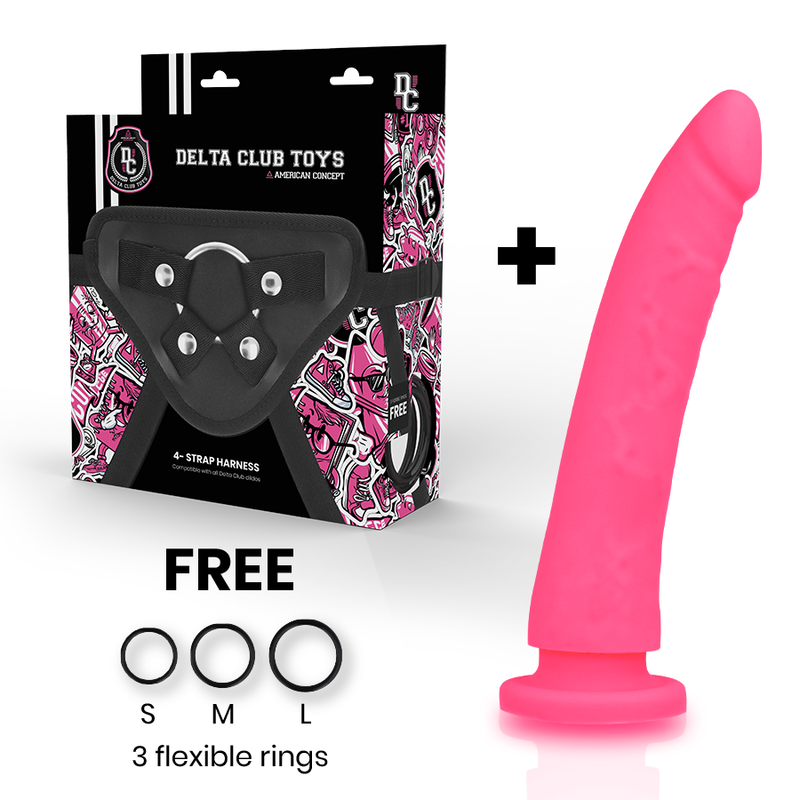 DELTA CLUB - TOYS STRAP + DONG PINK SILICONE 20 CM -O- 4 CM