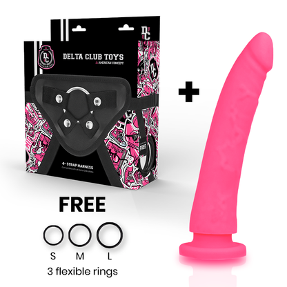 DELTA CLUB - TOYS STRAP + DONG PINK SILICONE 20 CM -O- 4 CM